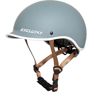 Exclusky Casco Bici Uomo Casco Monopattino Elettrico Adulti Casco Bici Donna Casco Scooter Uomo Donna Casco Vintage per Urban Strada (56-61cm)