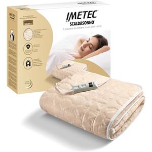 Imetec Scaldasonno - Scaldaletto singolo 150x80 | Comando 2 temperature | Tessuto trapuntato | Lavabile a mano e in lavatrice a 30°C | Made in Italy
