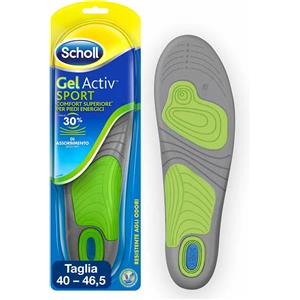 Scholl Gel Activ Sport Donna - Solette in Gel per Scarpe da Ginnastica e Sportive, Taglia 38-42, Antiodore e Assorbimento Urti