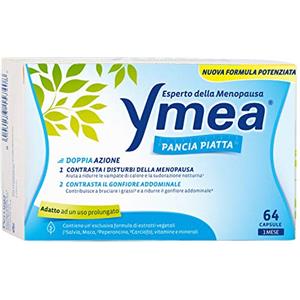 Ymea Pancia Piatta Integratore Alimentare Esperto della Menopausa, Contrastra il Gonfiore Addominale e i disturbi della Menopausa, 64 capsule