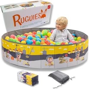 RUGUIES- Piscina di Palline per bambini- Piscina con Palline Pieghevole- Parco giochi con Palline- Per uso Interno ed Esterno- Piscinetta Portatile- (Palline non Incluse) (CONSTRUCTIONS 120x30cm)