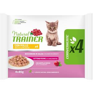 Natural Trainer Cibo Umido per Gatti Kitten con Pollo - Busta Multipack 4x85g
