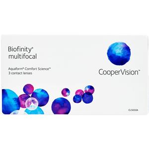 CooperVision Biofinity Multifocal - Lenti a contatto mensili multifocali con alta lubrificazione e tecnologia avanzata per presbiopia (3 lenti)