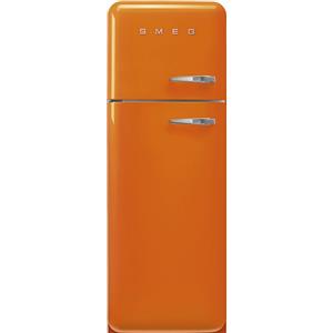 Smeg linea Anni '50 Smeg Frigorifero doppia porta con cerniere a sinistra a libera installazione FAB30LOR5 finitura arancione da 60 cm