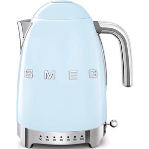 Smeg linea Anni '50 Smeg Bollitore elettronico a temperatura variabile KLF04PBEU finitura azzurro con logo Smeg 3D