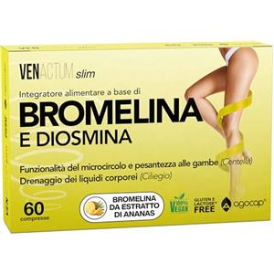 Agocap BROMELINA FORTE DRENANTE - Azione Gambe. Drenante Forte dimagrante anticellulite con Bromelina. Diuretico Drenante, Drenante Gambe con Diosmina. Drenante Anticellulite Gambe, Elimina vene varicose