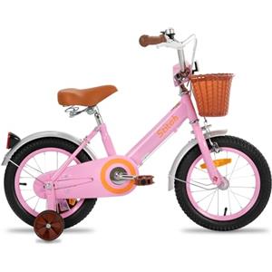 STITCH Bicicletta per Bambini da 16 pollici per dai 4, 5, 6 e 7 Anni con Cestino Anteriore e Rotelle, Bici per Bambine e Bambini, Rosa…