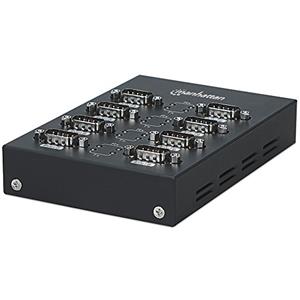 Manhattan 151054 Convertitore da USB a 8 Porte Seriali - 8 x RS-232 9-pin, Maschio/Femmina, Nero, Certificato RoHS WEEE CE, Peso 225g