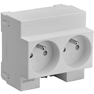 DEBFLEX Interruttore differenziale TrIPhasé, interruttori elettrici, quadro elettrico, presa modulare, presa elettrica a doppia presa di corrente modulare, 2P+T 10/16A, grigio