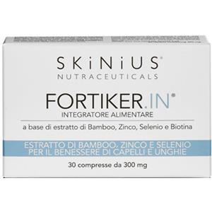 Skinius Fortiker In - Integratore Alimentare per Capelli e Unghie con Estratto di Bamboo, Zinco, Selenio e Biotina - 30 Compresse