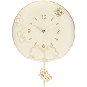 THUN - Orologio a Pendolo da Parete - Linea Elegance - Accessori e Decorazioni Casa - Ceramica, Meccanismo in Plastica - Ø 26 cm; profondità 4,5 cm; Figura Ceramica su Pendolo 6x2x6 cm