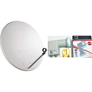 tel PARABOLA 40 CM ACCIAIO ANTENNA SATELLITARE PER SKY,TIVUSAT+ LNB OCCHIO 2 USCITE