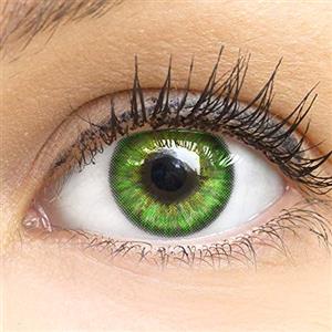 GLAMLENS Lenti a contatto colorate verdi Fresh Green - mensili - con porta lenti a contatto - verde naturali in silicone idrogel - 2 pezzi - DIA 14.5 - senza correzione 0.00 diottrie lente a contatto