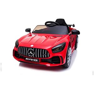 TOYSCAR Macchina Elettrica Per Bambini Mercedes AMG GTR Auto Elettrica Per Bambini Telecomandata Porte Apribili Doppio Motore Elettrico 12V Carico 25 Kg TOYSCAR Rossa