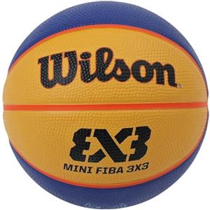 Wilson Pallone da Basket, FIBA 3x3 Mini, Misura 3, Blu/Giallo, Gomma, Uso all'Interno e all'Esterno
