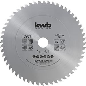 kwb Foglio di legna da ardere CV per costruzione e seghe da tavolo 595122 (500 x 30 mm, 56 denti, dente grezzo)