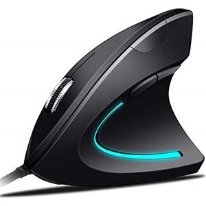 Abauoat Mouse USB Cablato Mouse Verticale Ergonomico, Impugnatura Verticale e Design Ergonomico Previene Il Disturbo del Tunnel Carpale Adjustable 800/1200/1600 DPI, 5Pulsanti per PC/Laptop/Mac