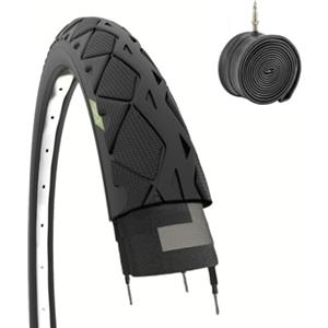 ECOVELO COPERTONE 26 X 1.50 (40-559) + CAMERA D'ARIA PNEUMATICO NERO CITY BIKE TREKKING BICI IBRIDA STRADALE