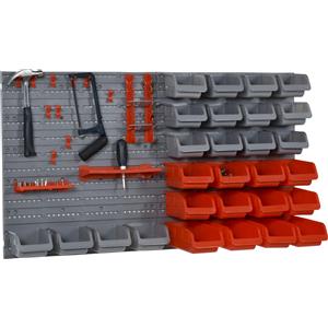 DURHAND 44PZ Contenitore Portautensile Scatole Regolabili e Rimovibile, Montaggio a Muro, PP, Rosso Grigio, 54x22x95cm|Aosom