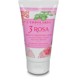 L'Erbolario 3 Rosa Crema Nutriente per le Mani 75 ml - Idratante e Protettiva con Rosa Centifolia, Pepe Rosa e Malvarosa - Edizione Limitata