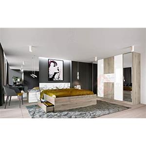 ARREDO DA CASA Arredamento Camera da Letto Completo Mobile Stanza Notte con Armadio con 4 Ante 2 Mezze Ante E Due Cassetti Due Comodini Ed Un Letto con Cassettoni CDLI2