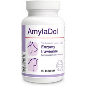 DOLFOS AmylaDol - Preparato Digestivo per Cani e Gatti, 90 Compresse con Enzimi Naturali per Disturbi Digestivi
