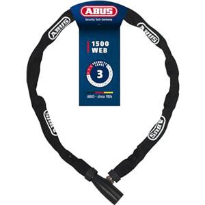 ABUS Lucchetto a Catena 1500 Web - Lucchetto per Bicicletta in Acciaio Speciale - Catena Rotonda di 4 mm di Spessore - Livello di Sicurezza 3