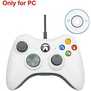 HHF-Cables USB Metallica di Vibrazione Gamepad Joystick for PC Controller & Windows 7/8/10, USB Wired Joypad for Xbox 360 (Colore : White for pc)