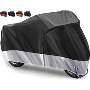 Eozakavod Telo Coprimoto Telo Coprimoto Impermeabile Per Esterno 210D Panno Oxford Copertura per Moto Portatile Moto Motorino Antipolvere Parapioggia,Resistente a Polvere,Pioggia,245x105x125 cm (Argento)