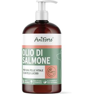 AniForte Omega 3 & 6 Olio di Salmone per Cani 500ml - Acidi grassi Omega-3, olio di pesce puro di alta qualità, integratore alimentare per cani