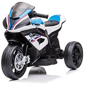 Tecnobike Shop Moto Motocicletta Elettrica per Bambini BMW HP4 Race 12V - 3 Ruote Luci Led Suoni Mp3 (Bianco)