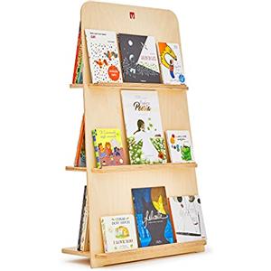 Bianconiglio Kids BUK Libreria Professionale Montessori con sistema Hide&Show per la rotazione dei libri realizzata in betulla di prima scelta realizzata in Italia, EN71 (senza vernici aggiunte)