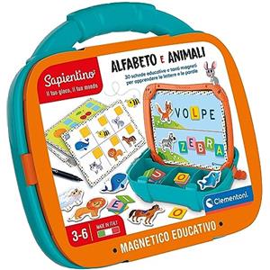 Clementoni Sapientino - Valigetta Magnetica Alfabeto e Animali, Gioco Educativo per Bambini 3-6 Anni, con Lavagna e 30 Schede per Apprendere Lettere e Parole, Made in Italy, Lingua Italiana, 16714