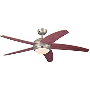 Westinghouse 72564 Bendan One-Light 132 cm ventilatore a soffitto per interni a cinque pale, finitura in peltro nero con vetro opalino effetto ghiaccio
