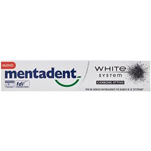 Mentadent White System Dentifricio Sbiancante con Carbone Attivo - 75 ml per un Sorriso più Bianco