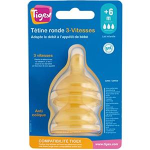 NUK Tigex Round tettarelle in lattice | 3 velocità | anti coliche | 6+ m | 2 pezzi