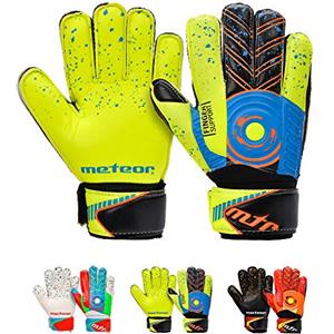 meteor Guanti Portiere per Bambini e Giovani - Ottima Sicura, Funzionalità e Vestibilità - Alenamento e Giochi Ricreativi - Calcio Football Bimbo Gioventù - DEFENCE (#9, giallo)