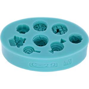 Graziano, Stampo Silicone Dolcetti Vari 9x6cm - 8 Disegni (Cupcakes, Caramelle, Lecca Lecca), Da 1.5x2cm, Per Pasta Zucchero