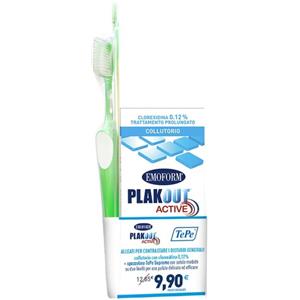 POLIFARMA BENESSERE Emoform Plak Out Active Collutorio Clorexidina 0,12% 200 ml con Spazzolino Tepe - Previene gengiviti e disturbi gengivali