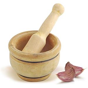 Metaltex Mortaio, Legno, Tinta Unita, 12 cm