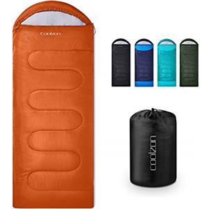 Coolzon Sacco a Pelo Estivo 3-4 Stagioni, Ultraleggero da Campeggio per Adulti Bambini, Compatto per Trekking Alpinismo Viaggi Escursionismo, Arancia