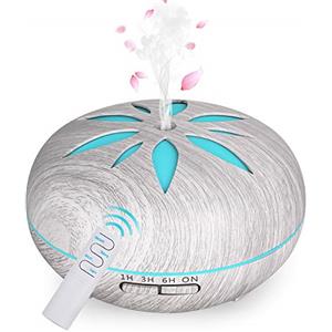 GeeRic Diffusore di Oli Essenziali 550 ML, GeeRic Ultrasuoni Umidificatore Diffusore di Aroma Diffusori Oli Profumati Nebulizzator per Oli Essenziali Silenzioso 7 Colori LED per Yoga Regalo Grigio