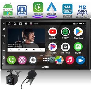 ATOTO A6PF 7 Autoradio 2 din Android, Dab Radio 2 Bluetooth, Wireless CarPlay/Android Auto, WiFi/BT/USB Tethering, Mirror Link, Traccia GPS/FM/RDS, Telecamera di backup HD, Microfono, A6G2B7PF-S01