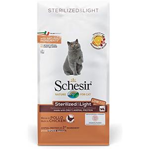 Schesir, Cibo Secco per Gatti Adulti Sterilizzati o in Sovrappeso Linea Light al Gusto Pollo, Crocchette - Formato Sacco da 10 kg