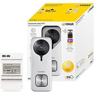 Vimar K40965 Kit videocitofono Doorbell WiFi con app e visione notturna | Vimar K40965 Kit Doorbell da parete 1 doorbell 40960 WiFi, chiamata app VIEW Door visione notturna sensore anti-manomissione
