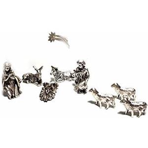 GENERICO 9 pastori in METALLO alti 3 CM, 1 nativita maria giuseppe gesu' ASINO BUE 3 PECORE E STELLA COMETA MAR PER PRESEPE S. GREGORIO ARMENO