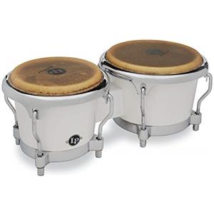 Latin Percussion LP Latin Percussion LP811704 Bongo, Fibra di Vetro, Bianco, Hardware Cromato LP200XF-WH