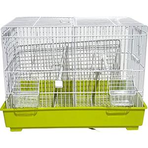 Domus Molinari Gabbia Cova per Uccelli Canarini Allevamento Riproduzione Cocorite Bengalini in Metallo Verniciato Bianco e Fondo in Plastica 44 x 26 x 33 cm