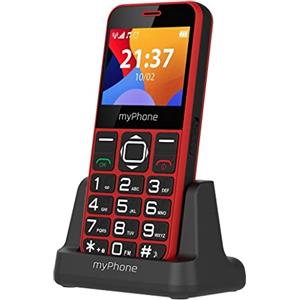 MP myPhone myPhone MP Halo 3 rosso, Telefono cellulare per anziani con tasti grandi, pulsante di emergenza SOS, 2,3 Display, 1000mAh Batteria, Base di ricarica