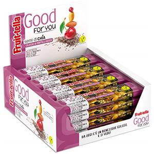 Fruittella Good For You Ciliegie e Mirtilli Rossi, Barrette, Healthy Snack, con Mandorle e Semi di Chia, con Frutta Secca e Disidratata, Confezione da 16 Barrette, Snack Sano Senza Glutine e Ricco di Fibre, per una Pausa Buona e Gustosa